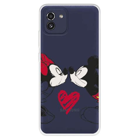 Funda Para Samsung Galaxy A03 Oficial De Disney Mickey Y Minnie Beso