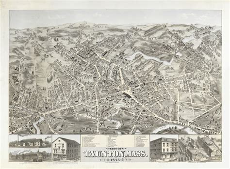 Bird S Eye View Of Taunton Massachusetts Rare And Antique Maps