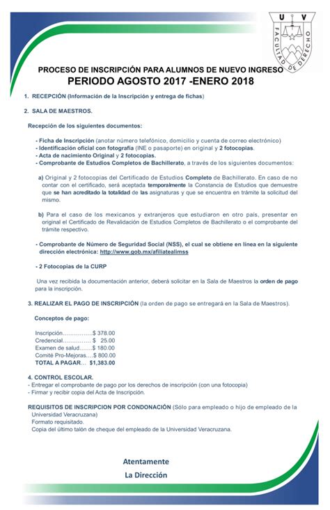 Proceso De Inscripcion Nuevo Ingreso Facultad De Derecho