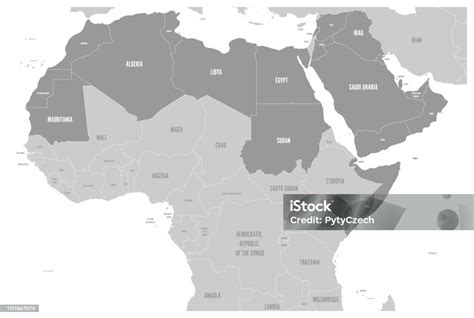 Arabische Staten Van De Wereld Politieke Kaart Met Gemarkeerde 22