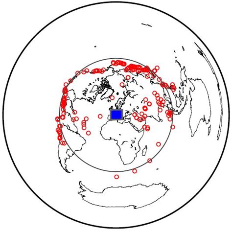 Figure S Location Of Events Used In The Inversion Red Circles The