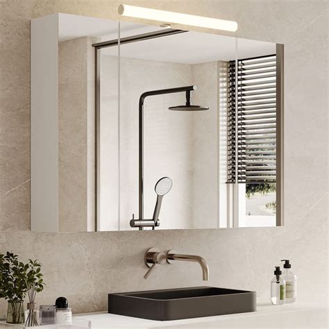 Led Medicine Cabinet With 3 Mirror Door And 2 Outletsandusb Ports Wall