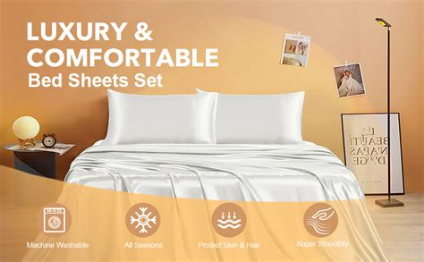 Nsgz 4 Pieces Satin Sheets Full Silky Satin Sheet Sets