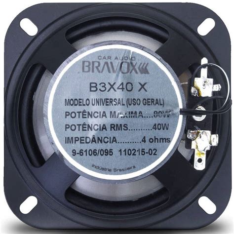 Par Alto Falante Triaxial Bravox B3X40 X 4 Polegadas 40w Rms Loja Do