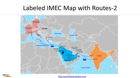 India Middle East Europe Economic Corridor Map Free Powerpoint Template