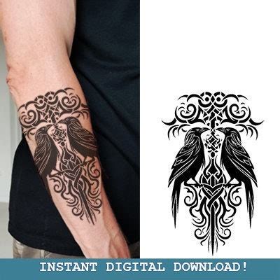 Huginn and Muninn Tattoo Design Instant Digital L Download Norse ...