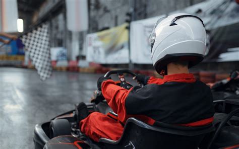 Kart Racers In Helmet Back View Karting Karting Salou Karting En