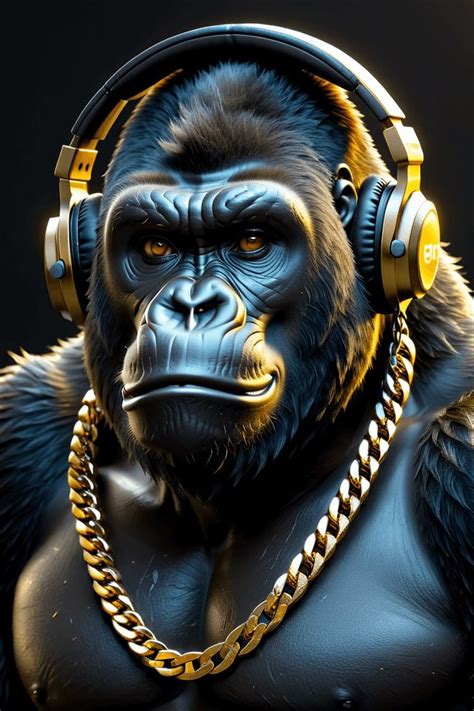 Gorilla Wearing Headphones Gorilla Gorilla Illustration Cartoon