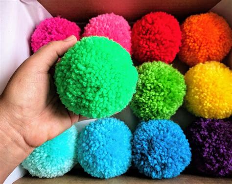 Yarn Pom Poms Mix And Match Assorted Single Color Pom Poms Handmade