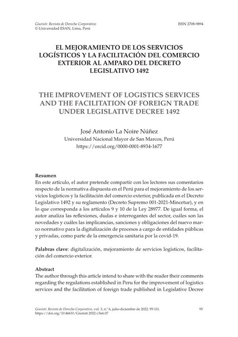 Pdf El Mejoramiento De Los Servicios Logísticos Y La Facilitación Del Comercio Exterior Al