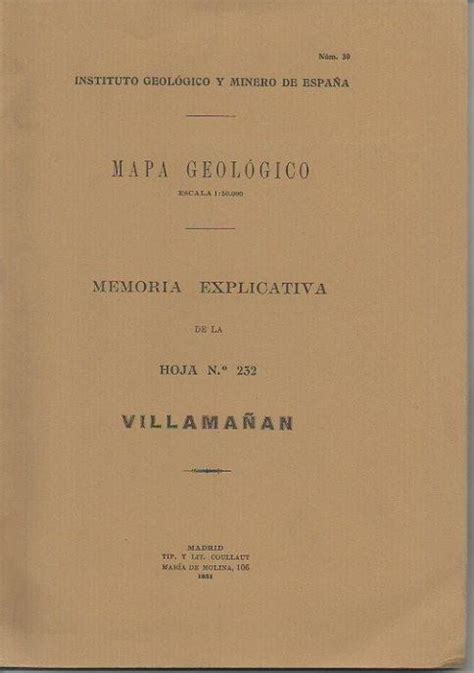 Villama An Mapa Geologico De Espa A Memoria Explicativa De La Hoja N