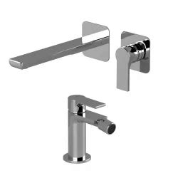 Set Miscelatore Incasso Lavabo Con Bidet Senza Scarico Cromato Coral