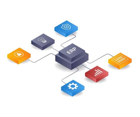 ERP network management infographic, flat isometric 3d illustration ...