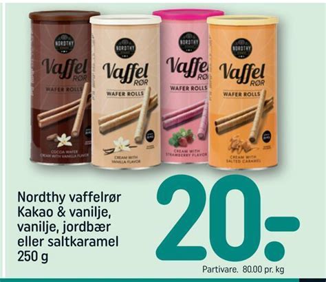 Nordthy vaffelrør kakao vanilje vanilje jordbær eller saltkaramel