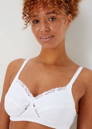 Pack White Nude Non Wired Lace Trim Bras Matalan