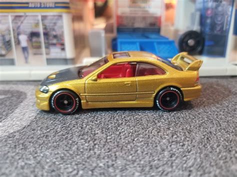Custom Hot Wheels Honda Civic Si Gold Custom Wheel Swap With Real Riders Tires Etsy