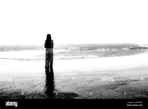 Woman Back Beach Sad Black And White Stock Photos And Images Alamy