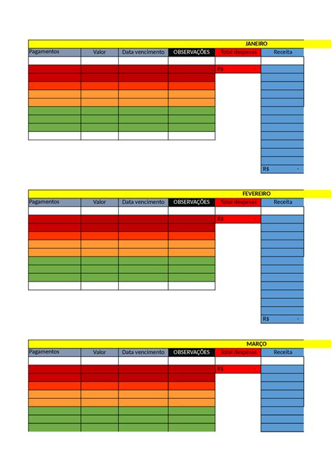 PRANILHA DE GASTOS MENSAIS - Docsity