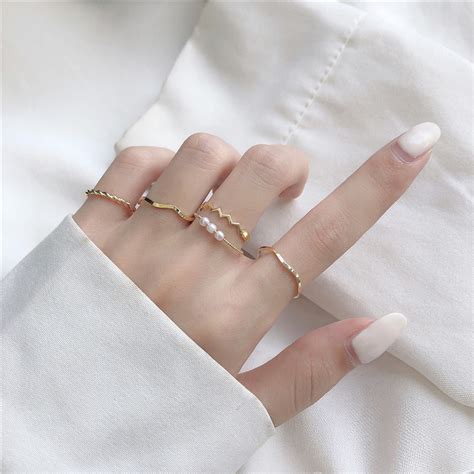 Jual Cod Cincin Nadine Mutiara Set Fashion Set Ring Korean Version