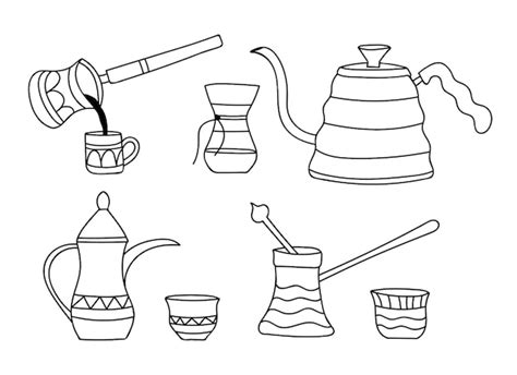 Premium Vector Coffee Pots And Cup Doodle Illustrations Collection