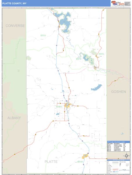 Platte County, Wyoming Zip Code Wall Map | Maps.com.com