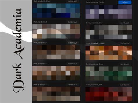 Dark Academia Procreate Color Palette Instant Digital Etsy