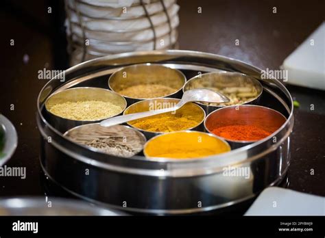 Traditional Way Of Preparing Indian Food Fresh Herbs And Spices
