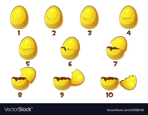 Golden Eggs Steps Animations Egg Royalty Free Vector