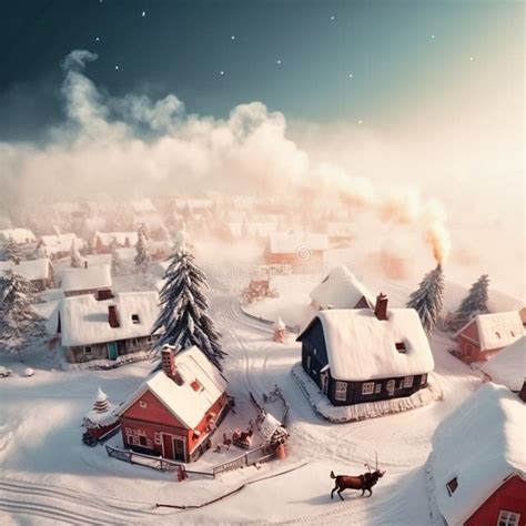 Santa Claus With Reindeer Is Flying Generative Ai Stock Illustration