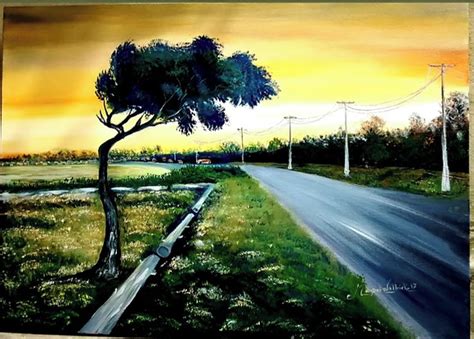 Quadros Pintura Em Tela Paisagem Campo Caminho Freeway Elo7