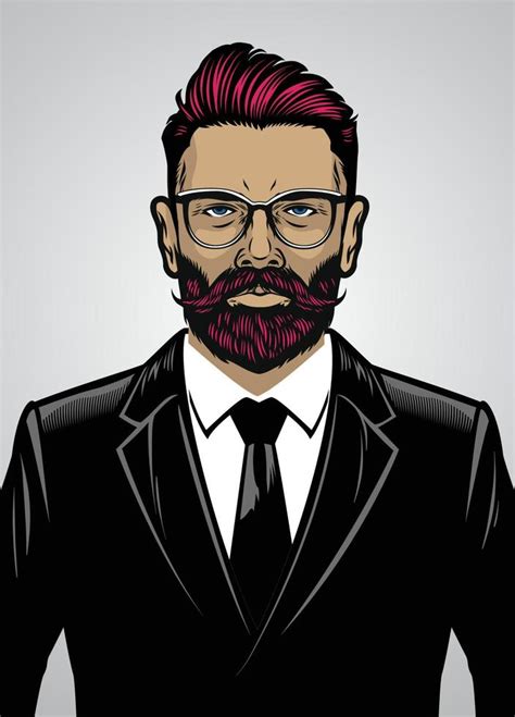 Bearded Hipster Style Man Wearing Suit 22939615 Vector Art At Vecteezy