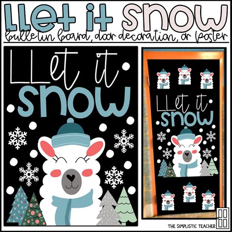 Let It Snow Llama Winterchristmas Bulletin Board Kit Door Decoration Set Or Poster By Teach