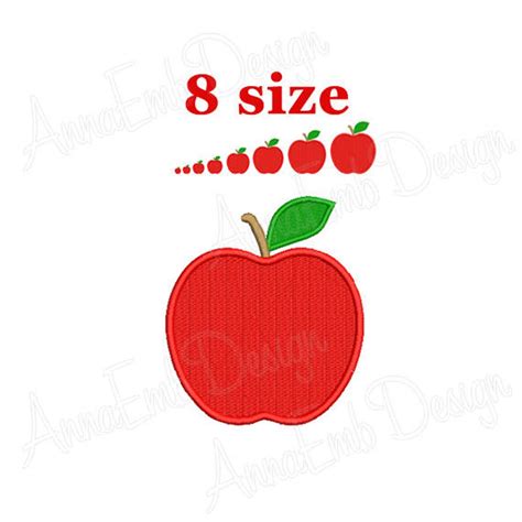 Apple Embroidery Design Apple Mini Embroidery Fruit Embroidery Design Back To School Teacher