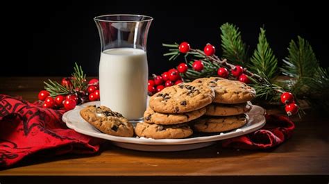 Premium Photo Christmas Cookies And Milk