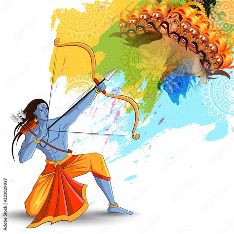 Lord Rama Killing Ravana In Happy Dussehra Festival Of India Stock