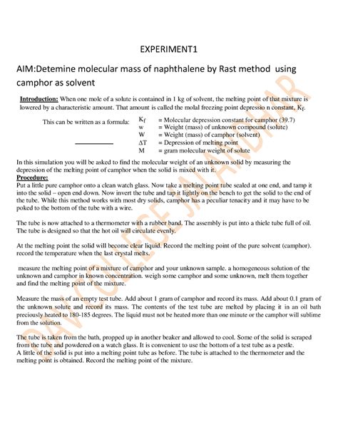 B Sc Sem V Rast Method And All Experiments In B Sc Experiment Aim