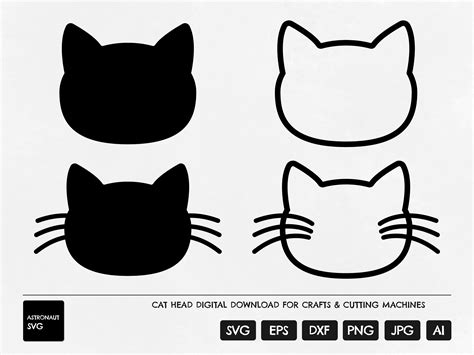 Cat Head SVG Cat Face SVG Outline Kitten Head Cut File Cat - Etsy UK