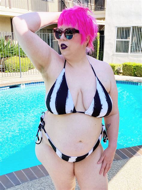 Distressed String Bikini Goth Punk Beetlejuice Creepy Plus Size Swimwear Etsy