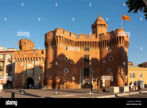 The city gate "Le Castillet", entrance of the old town of Perpignan ...