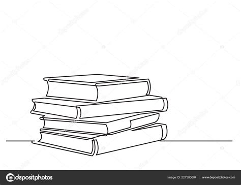 One Line Drawing Isolated Vector Object Pile Books Vector Image By