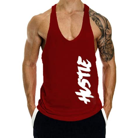 Mens Hustle Bodybuilding Loose Tank Tops Elephant Jay