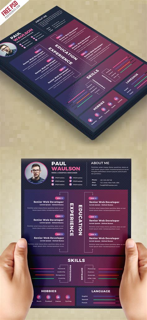 Creative Resume Design Template Psd Psdfreebies