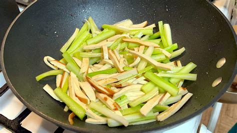 Stir Fry Shredded Meat Celery And Dried Tofu Dougan Oh Snap Let S Eat