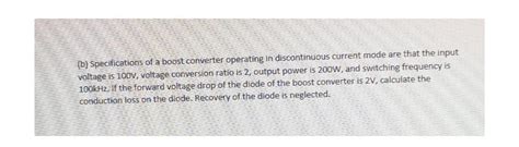 Answered B Specifications Of A Boost Converter… Bartleby