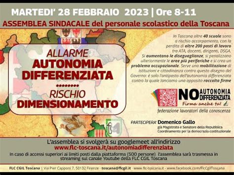 Autonomia Differenziata E Dimensionamento Assemblea Sindacale Del