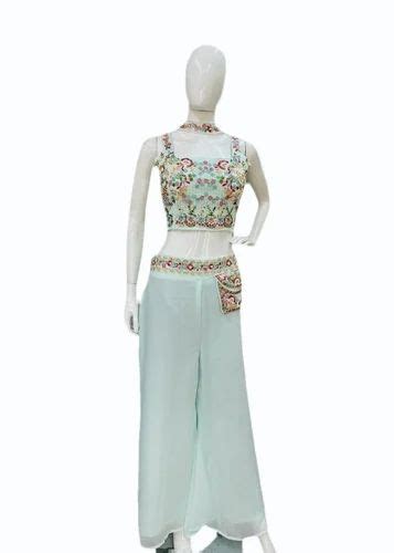 Embroidered Georgette Crop Top Palazzo Set 180 Gsm At Rs 890 Set In Indore