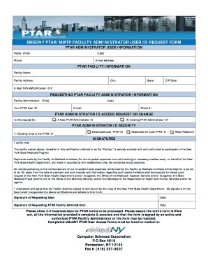 Fillable Online Ptar Administrator User Information Fax Email Print