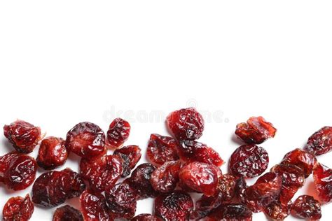 Cranberries On White Background Dried Fruit As Healthy Snack Stock