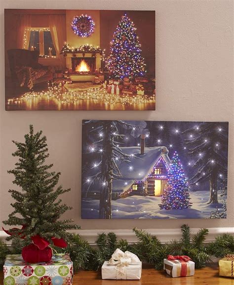 Fiber Optic Holiday Canvas Wall Art Holiday Canvas Christmas Scene