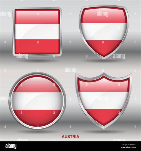 Austria Flag 4 Shapes Flags States Country In The World With Clipping Path Stock Vector Image